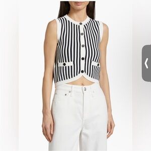 Veronica Beard Black and White Striped Crop Top